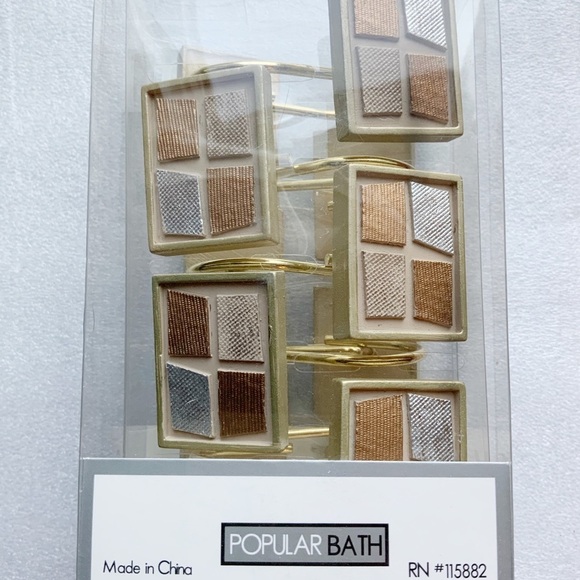 Mosaic Stone Bronze Shower Hooks Set of 12 - Picture 4 of 5